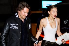 Bradley Cooper (L) and Gigi Hadid are seen in Midtown on April 25, 2025 in New York City.