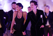 Kylie Jenner and Timothee Chalamet attend the red carpet during the 70th David Di Donatello at Cinecitta Studios on May 07, 2025 in Rome, Italy.