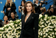 Hailey Bieber attends the 2025 Met Gala Celebrating "Superfine: Tailoring Black Style" at Metropolitan Museum of Art on May 05, 2025 in New York City.