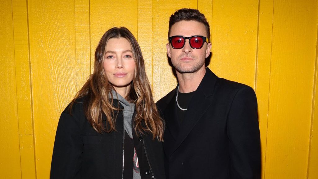 Jessica Biel and Justin Timberlake attend Justin Timberlake's 'EVERYTHING I THOUGHT IT WAS' Album Release Party at Dan Tana's on March 14, 2024 in West Hollywood, California.