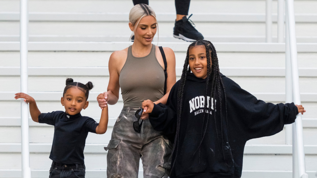 Chicago West, Kim Kardashian and North West are seen at the American Dream Mall on July 12, 2022 in East Rutherford, New Jersey.
