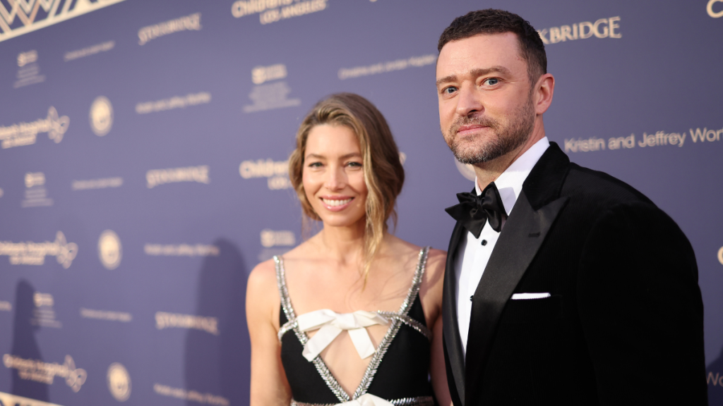 Jessica Biel and Justin Timberlake attend the 2022 Children’s Hospital Los Angeles Gala at the Barker Hangar on October 08, 2022 in Santa Monica, California.