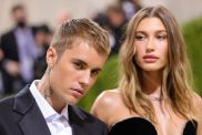 Justin Bieber and Hailey Bieber attend The 2021 Met Gala Celebrating In America: A Lexicon Of Fashion at Metropolitan Museum of Art on September 13, 2021 in New York City.