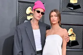 Justin Bieber and Hailey Bieber attend the 64th Annual GRAMMY Awards