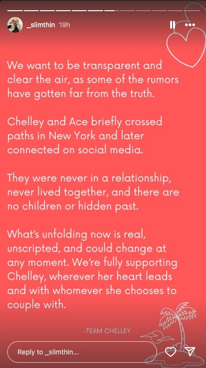 Chelley from Love Island USA addressing the rumors about her and Ace's relatonship