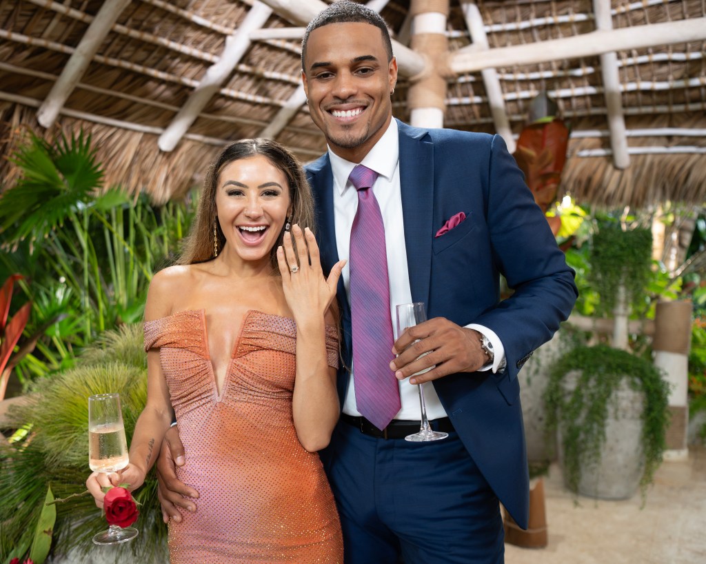 Juliana Pasquarosa and Grant Ellis after the proposal on The Bachelor Season 29
