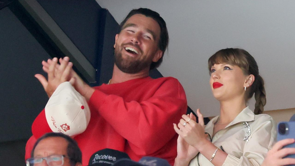 Travis Kelce and Taylor Swift at the 2025 Stanley Cup Final