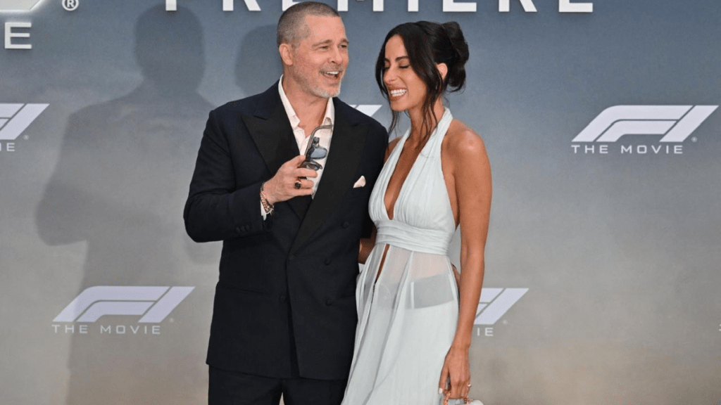 Brad Pitt girlfriend Ines de Ramon kiss F1 premiere