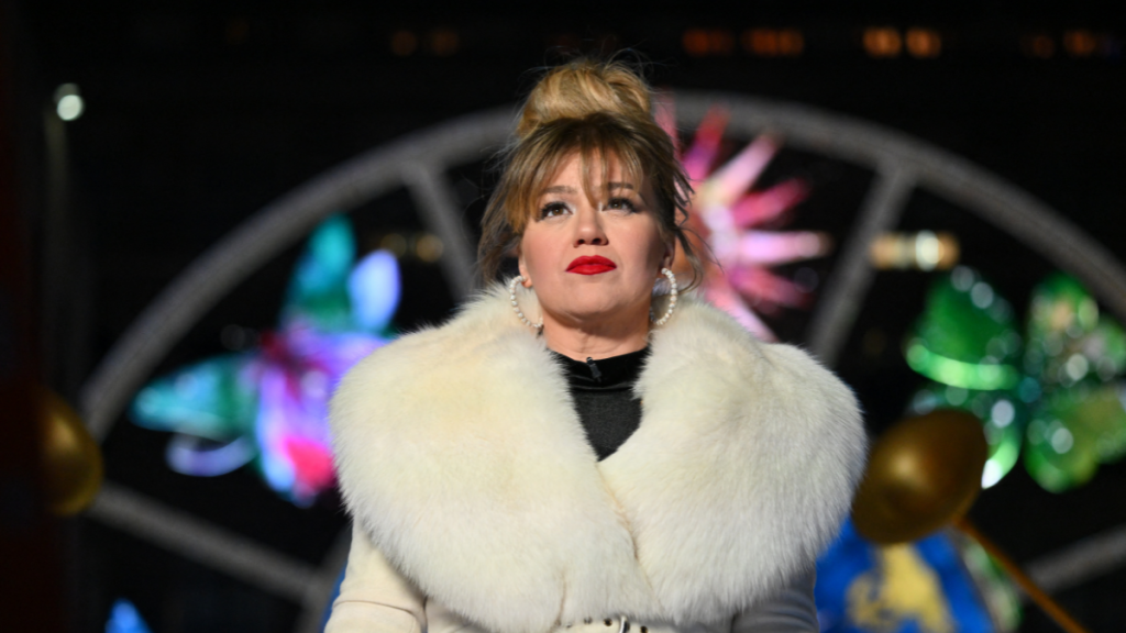 US singer Kelly Clarkson performs during the Rockefeller Center's annual Christmas Tree lighting ceremony in New York, on November 29, 2023.
