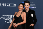American entrepreneur and socialite Kylie Jenner and American actor Timothée Chalamet during the red carpet for 2025 David di Donatello awards ceremony, at Teatro 5 in Cinecittà. Rome (Italy), May 7th, 2025