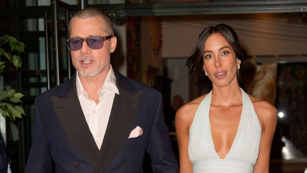 Brad Pitt and Ines de Ramon are seen on June 16, 2025 in New York City.