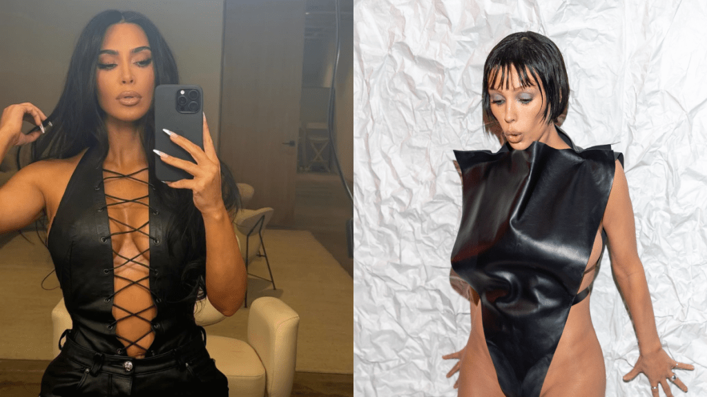 Kim Kardashian, Bianca Censori attends the Marni fashion show during the Milan Fashion Week Womenswear Fall/Winter 2024-2025 on February 23, 2024 in Milan, Italy.