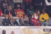 Ice Spice, Taylor Swift and Blake Lively look on during the Super Bowl LVIII match