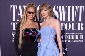 Beyoncé Knowles-Carter and Taylor Swift attend the "Taylor Swift: The Eras Tour" Concert Movie World Premiere at AMC The Grove 14 on October 11, 2023 in Los Angeles, California