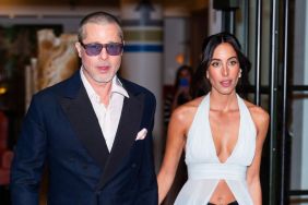 Brad Pitt and Ines de Ramon are seen in Midtown on June 16, 2025 in New York City.