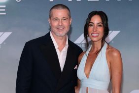 Brad Pitt and Ines de Ramon attend the Apple Original Films & Warner Bros. Pictures "F1" World Premiere in Times Square on June 16, 2025 in New York City