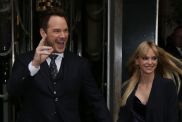 Chris Pratt and Anna Faris seen leaving Claridges Hotel to attend the Guardians of the Galaxy Vol. 2 screening on April 24, 2017 in London, England