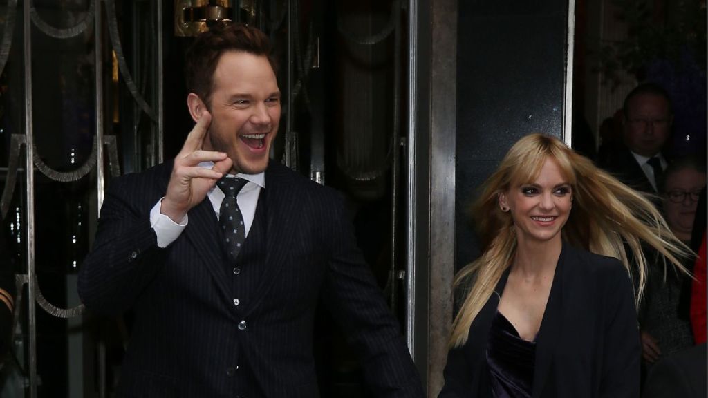 Chris Pratt and Anna Faris seen leaving Claridges Hotel to attend the Guardians of the Galaxy Vol. 2 screening on April 24, 2017 in London, England