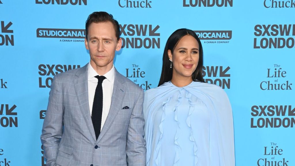 Tom Hiddleston and Zawe Ashton attend the UK Premiere of "The Life Of Chuck" during SXSW London 2025 at The Barbican Centre on June 7, 2025 in London, England