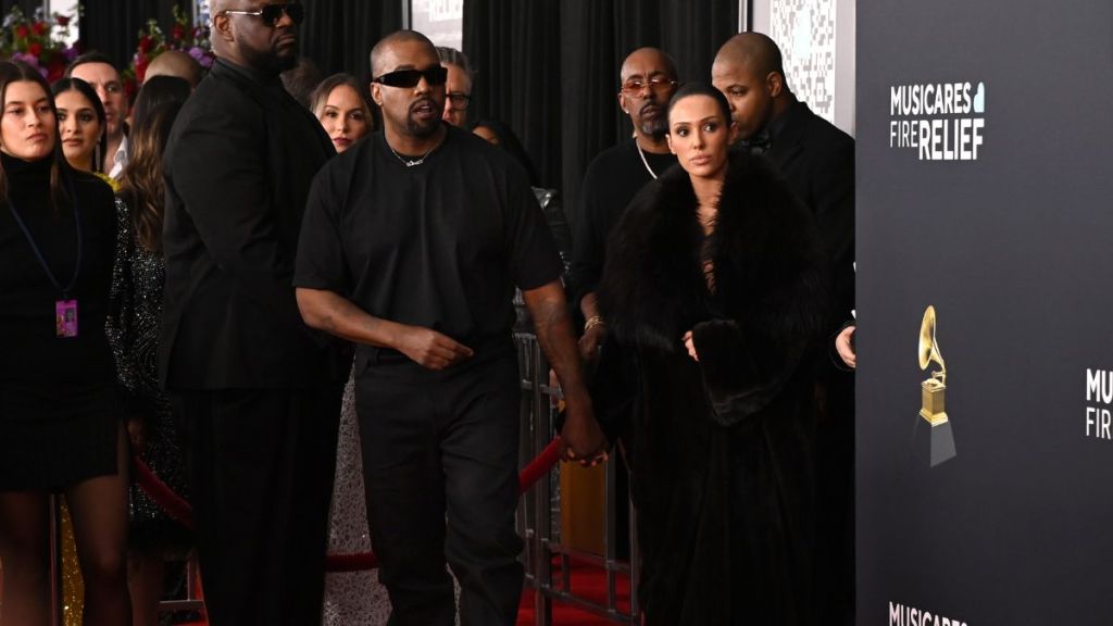 Kanye West and Bianca Censori attend the 67th GRAMMY Awards on February 02, 2025 in Los Angeles, California