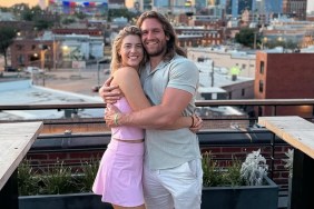 Joey and Sara from Love is Blind Season 8, hugging on a rooftop