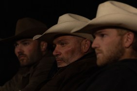 Jesse McBee, Steve McBee, and Cole McBee sitting side by side and wearing cowboy hats