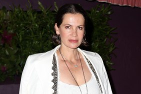 Julia Lemigova in a white blazer at the Larsa Light launch party