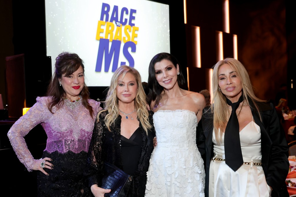Jennifer Tilly, Kathy Hilton, Heather Dubrow, and Faye Resnick attend the 32nd Annual Race To Erase MS Gala at Fairmont Century Plaza