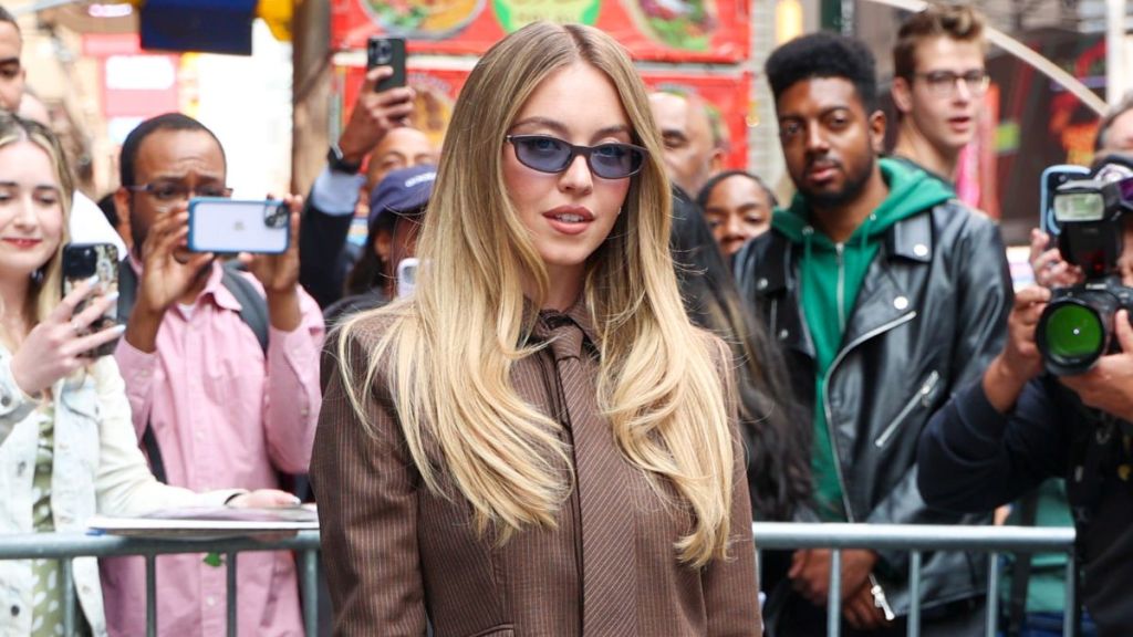 Sydney Sweeney is seen at "Good Morning America" on June 04, 2025 in New York City