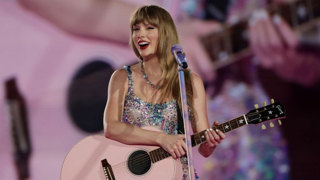 Taylor Swift performs during "Taylor Swift | The Eras Tour" at the National Stadium on March 02, 2024 in Singapore.