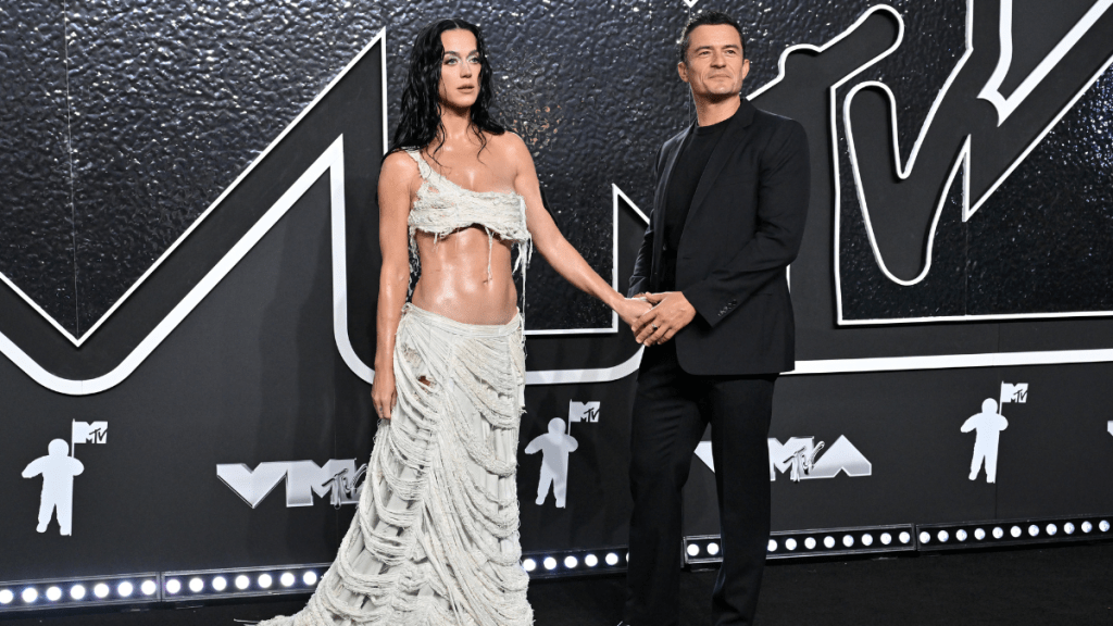 Katy Perry and Orlando Bloom attend the 2024 MTV Video Music Awards at UBS Arena on September 11, 2024 in Elmont, New York.
