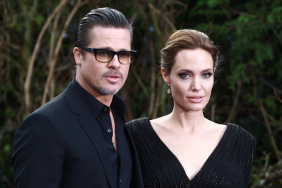Brad Pitt and Angelina Jolie attend a private reception as costumes and props from Disney's "Maleficent" are exhibited in support of Great Ormond Street Hospital at Kensington Palace on May 8, 2014 in London, England.
