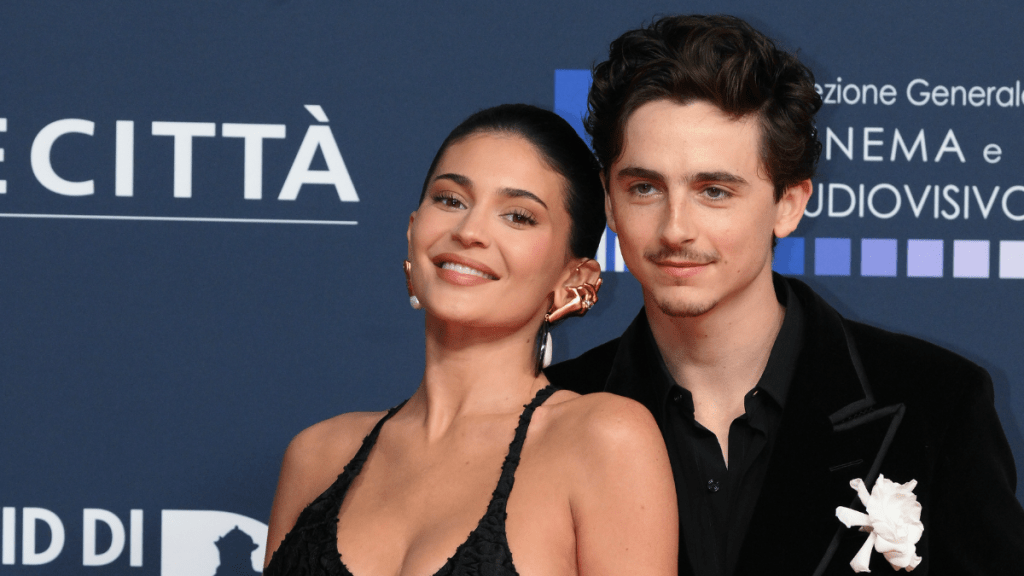 American entrepreneur and socialite Kylie Jenner and American actor Timothée Chalamet during the red carpet for 2025 David di Donatello awards ceremony, at Teatro 5 in Cinecittà. Rome (Italy), May 7th, 2025