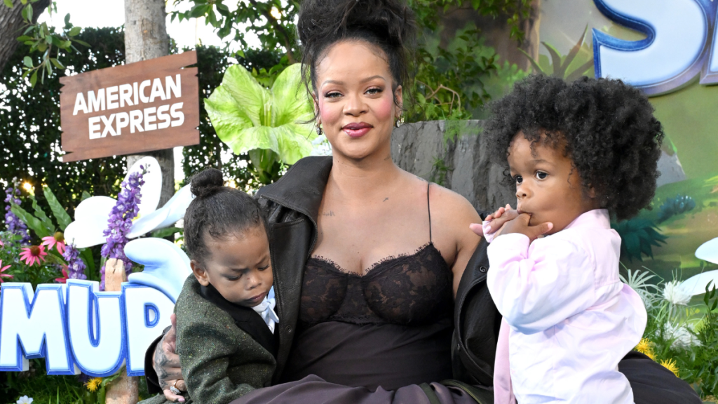 Riot Rose Mayers, Rihanna, and RZA Athelston Mayers attend the Los Angeles Premiere of Paramount Pictures “Smurfs” at Paramount Pictures Studios on July 13, 2025 in Los Angeles, California.