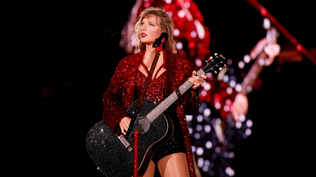 Taylor Swift performs onstage during The Eras Tour at Hard Rock Stadium on October 18, 2024 in Miami Gardens, Florida.