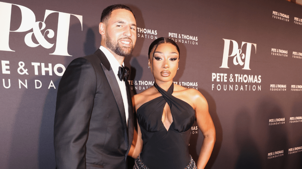 Klay Thompson and Megan Thee Stallion attend Megan Thee Stallion's Pete & Thomas Foundation Gala at Gotham Hall on July 16, 2025 in New York City.