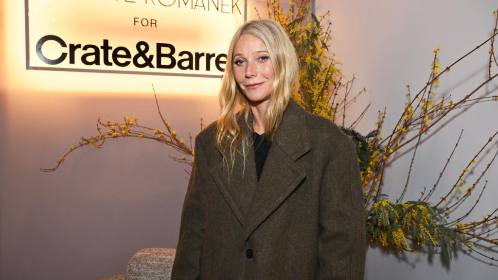 Gwyneth Paltrow at the Brigette Romanek for Crate & Barrel Launch Dinner at Romanek Design Studio on February 20, 2025 in Hollywood, California.