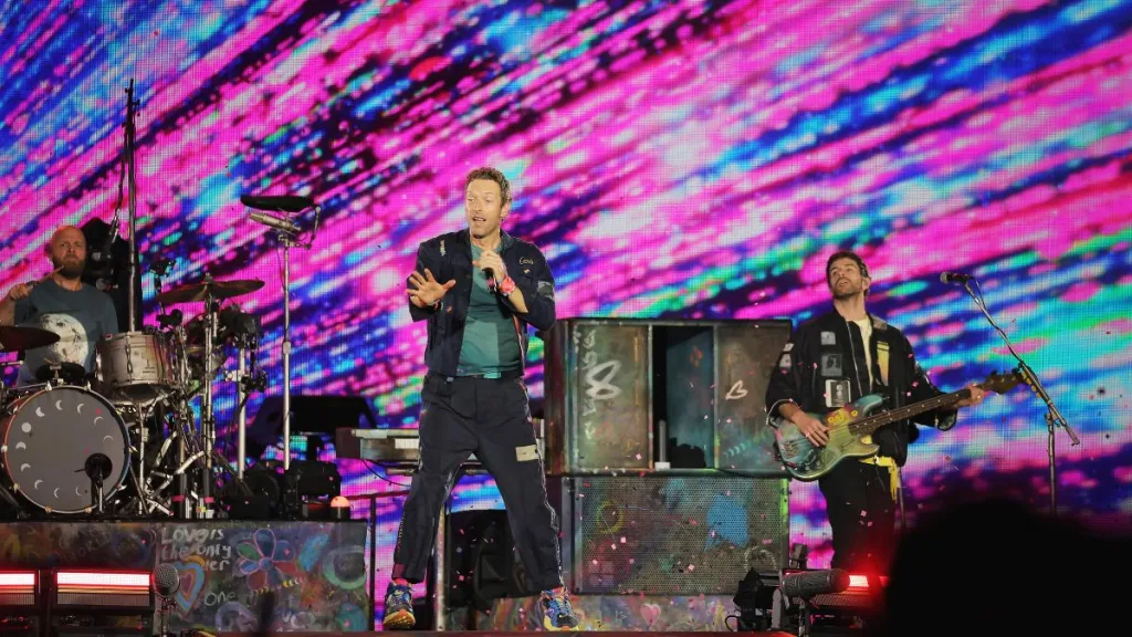 Chris Martin of Coldplay performs at Nissan Stadium on July 22, 2025 in Nashville, Tennessee.