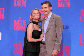 US actress Pamela Anderson and british-irish actor Liam Neeson attend the Berlin premiere of the movie "The Naked Gun" (German Title: Die Nackte Kanone) at UCI Luxe East Side Gallery on July 24, 2025 in Berlin, Germany.