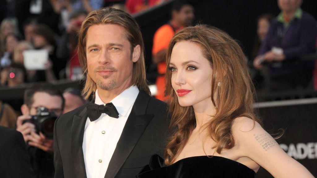Actor Brad Pitt (L) and actress Angelina Jolie arrive at the 84th Annual Academy Awards held at the Hollywood & Highland Center on February 26, 2012 in Hollywood, California