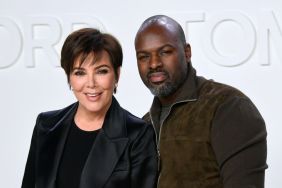 Kris Jenner (L) and Corey Gamble attend the Tom Ford AW20 Show at Milk Studios on February 07, 2020 in Hollywood, California