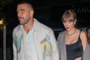 Travis Kelce and Taylor Swift are seen leaving the SNL after party on October 15, 2023 in New York, New York