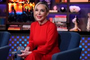 A grinning Marysol Patton wearing red during an appearance on Watch What Happens Live