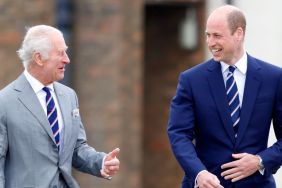 King Charles III and Prince William, Prince of Wales (both wearing the regimental tie of the Army Air Corps) attend the official handover during which The King passes the role of Colonel-in-Chief of the Army Air Corps to The Prince of Wales and presents him with the blue beret and belt of the Army Air Corps at the Army Aviation Centre, Middle Wallop on May 13, 2024 in Stockbridge, England.
