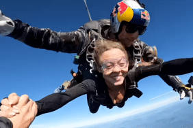 Sydney Sweeney skyjumping.