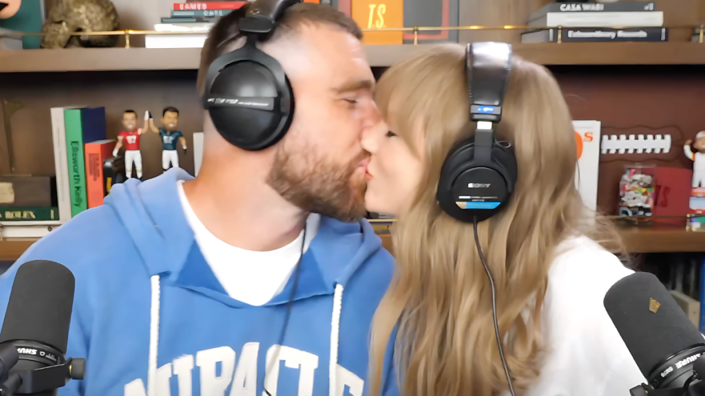 Taylor Swift Travis Kelce kiss podcast