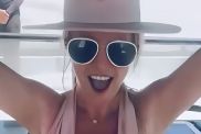 Britney Spears Wears Plunging Neckline Swim Suit in New Video