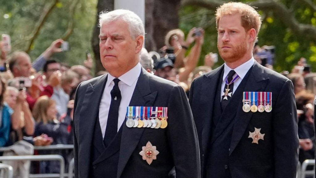 Britain's Prince Andrew, Duke of York (L) and Prince Harry, Duke of Sussex