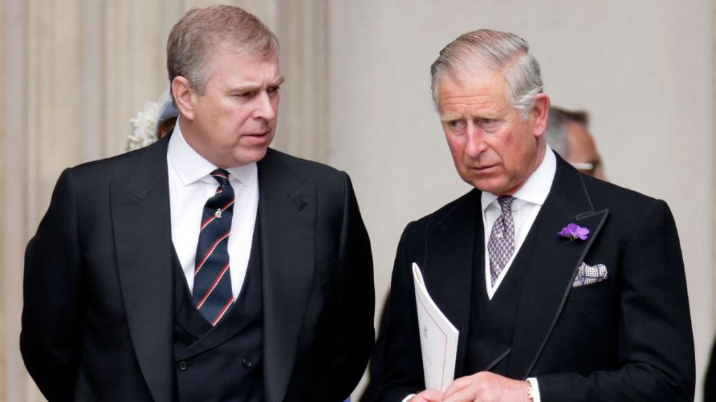 Prince Andrew, Duke of York and Prince Charles, Prince of Wales attend a Service of Thanksgiving to celebrate Queen Elizabeth II's Diamond Jubilee at St Paul's Cathedral on June 5, 2012 in London, England.