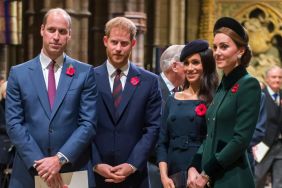 Prince William, Duke of Cambridge and Catherine, Duchess of Cambridge, Prince Harry, Duke of Sussex and Meghan, Duchess of Sussex attend a service marking the centenary of WW1 armistice at Westminster Abbey on November 11, 2018 in London, England.